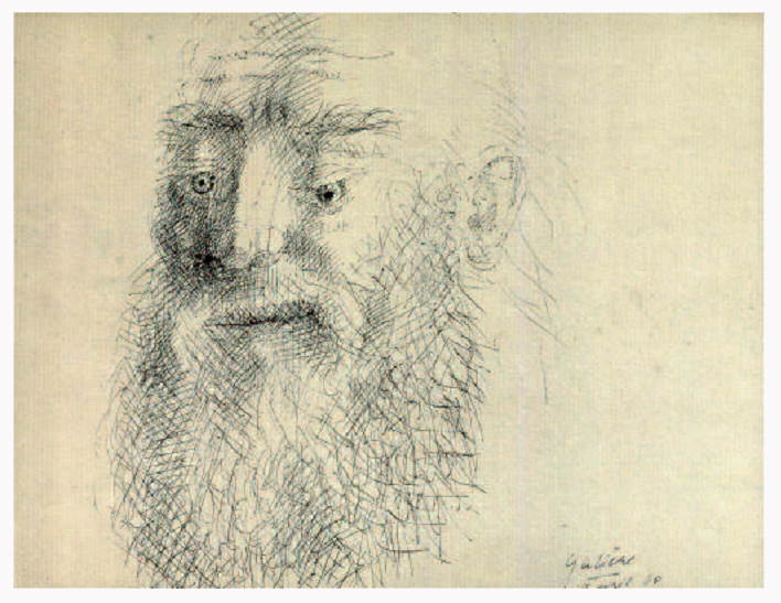 Galière, le vieillard encre sur papier