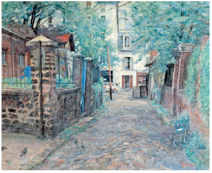 Passage de Ménilmontant au tricycle, peinture de Victorin Galiere
